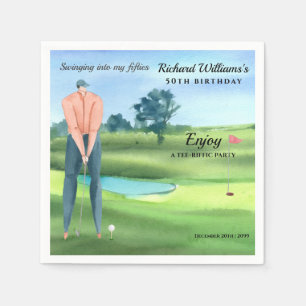 Man Golf Player Swinging Into My 50th Birthday Napkin