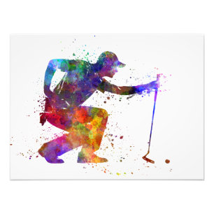 man golfer crouching silhouette photo print