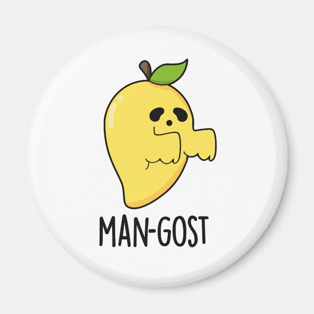 Man-gost Funny Halloween Mango Fruit Ghost Pun Magnet (Front)