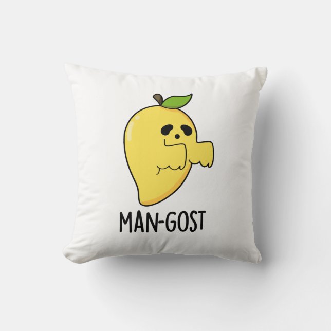 Man-gost Funny Halloween Mango Ghost Pun  Cushion (Front)