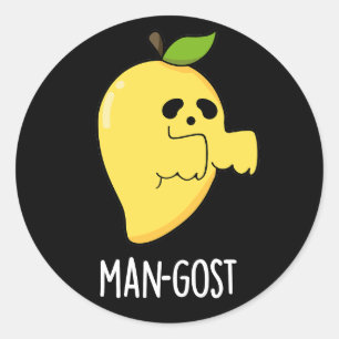 Man-gost Funny Halloween Mango Ghost Pun Dark BG Classic Round Sticker