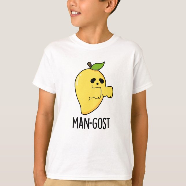 Man-gost Funny Halloween Mango Ghost Pun  T-Shirt (Front)