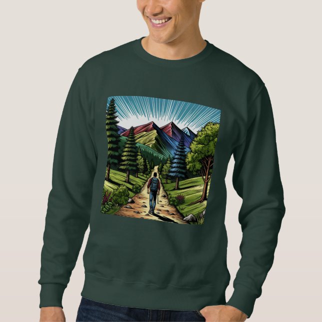 Man Hiking the Trails Sweatshirt (Front)