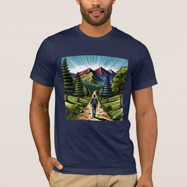 Man Hiking the Trails T-Shirt (Front)