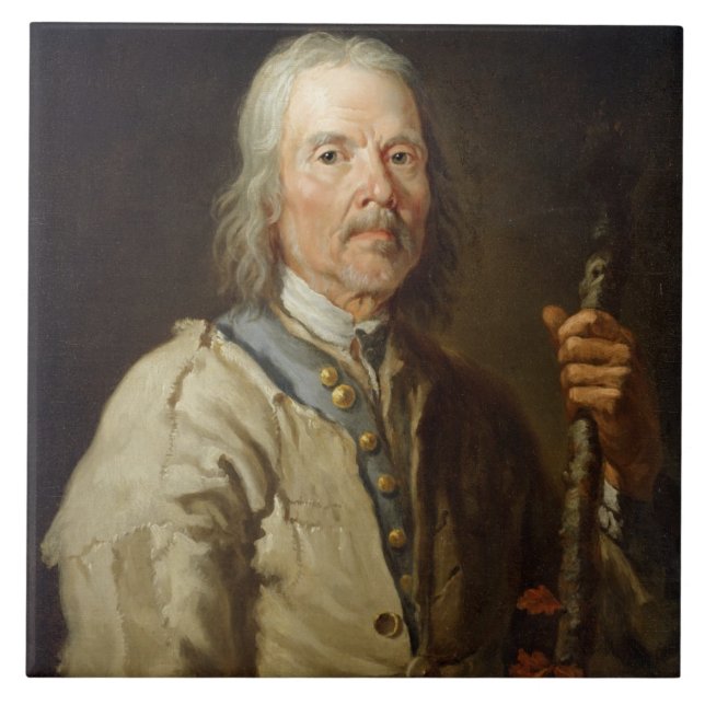 Man Holding a Staff, c.1800 (oil on canvas) Tile (Front)