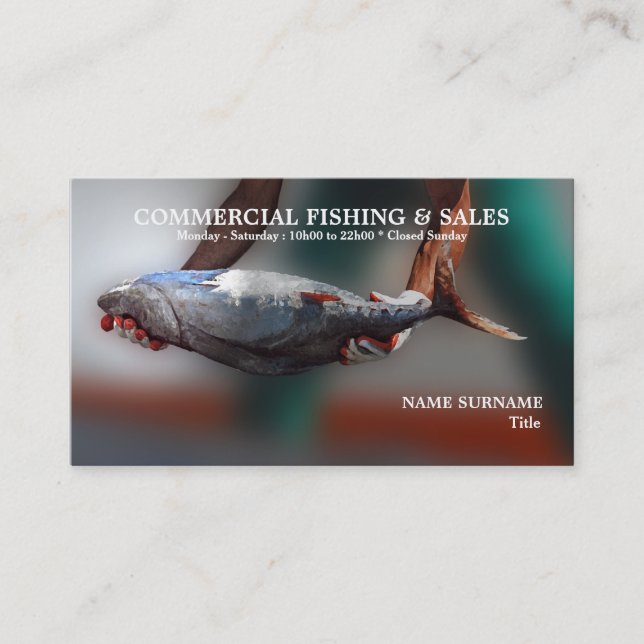 Man holding fish | Photography business Business Card (Front)
