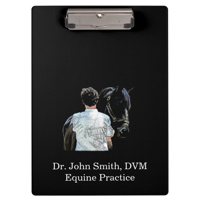 Man Holding Horse Dark Clipboard (Front)