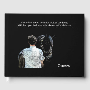 Man Holding Horse Dark Guest Book