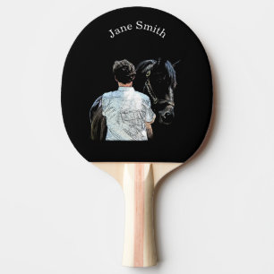 Man Holding Horse Dark Ping Pong Paddle