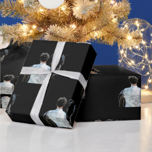 Man Holding Horse Dark Wrapping Paper