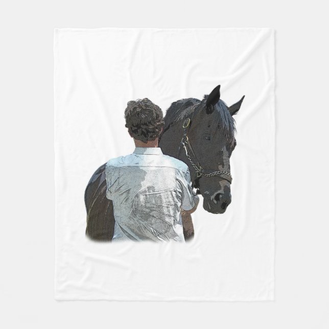 Man Holding Horse Light Fleece Blanket