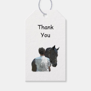 Man Holding Horse Light Goft Tag