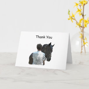 Man Holding Horse Light Thank You Greeting Card