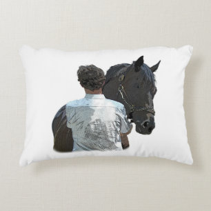 Man Holding Horse Light Throw Pillow