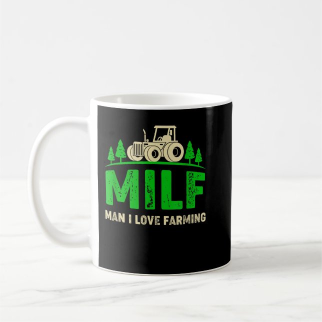 Man I Love Farming Funny Farmer Farming Tractors  Coffee Mug (Left)