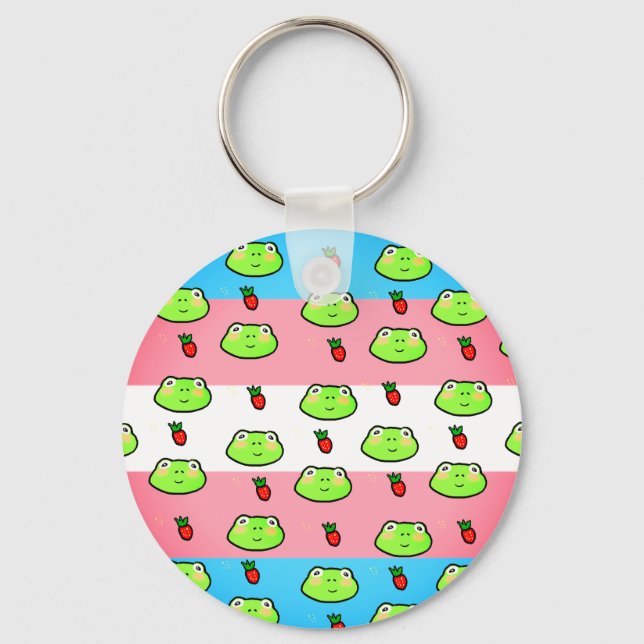 Man I Love Frogs and Strawberries Transexual Flag  Key Ring (Front)