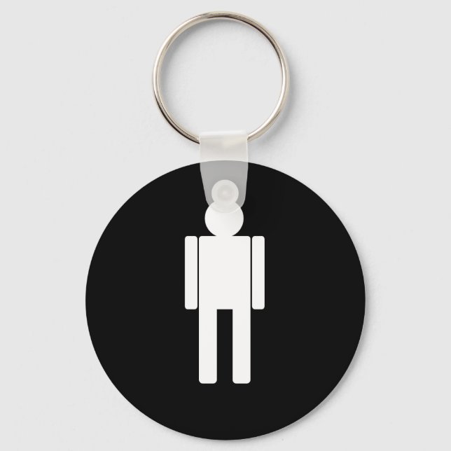 Man-illustration271 MAN CARTOON BATHROOM DOOR SIGN Key Ring (Front)