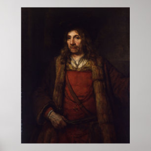Man in a Fur-lined Coat - Rembrandt - c1655 Poster