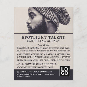 Man in Hat, Modeling Agency, Model Agent Advert Flyer