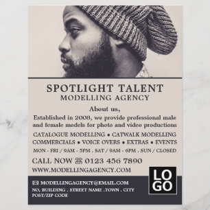 Man in Hat, Modelling Agency, Model Agent Advert Flyer