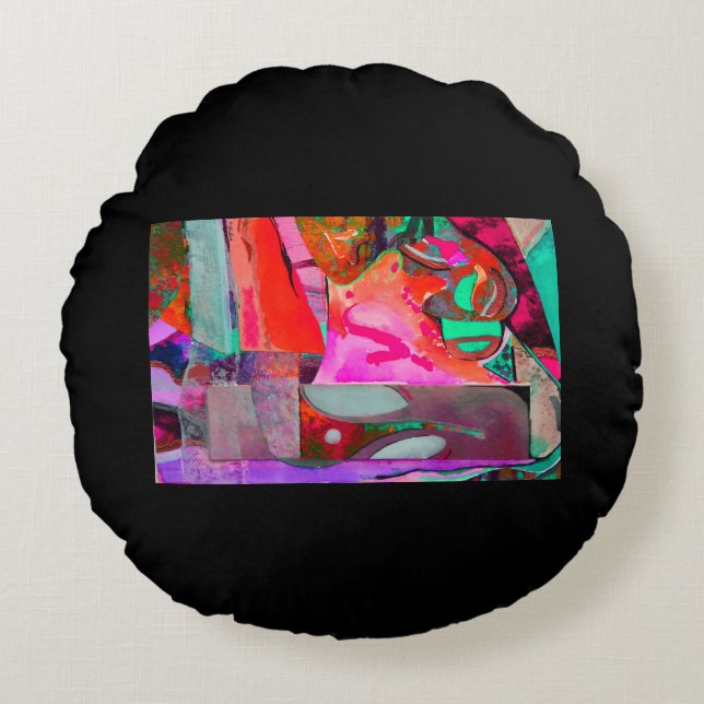 Man In Hat Round Pillow (Front)