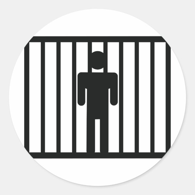 man in jail classic round sticker (Front)