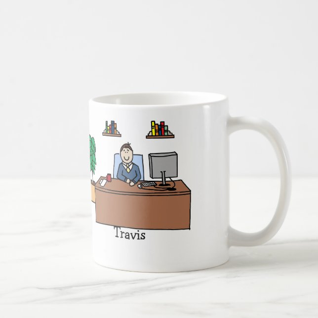 Man in office - customise coffee mug (Right)