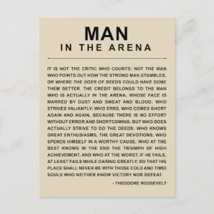 Man In The Arena - Daring Greatly Announcement Postcard