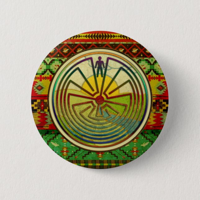 MAN IN THE MAZE landscape + your background 6 Cm Round Badge (Front)