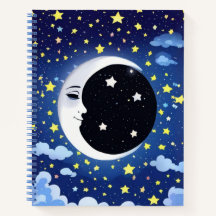 Man in the Moon on a Starry Background Journal