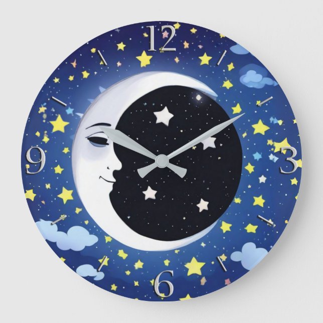 Man in the Moon on a Starry Background  Large Clock (Front)