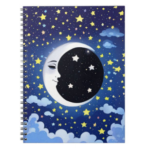 Man in the Moon on a Starry Background  Notebook