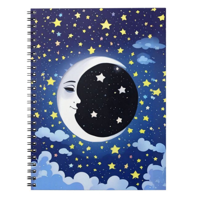 Man in the Moon on a Starry Background  Notebook (Front)