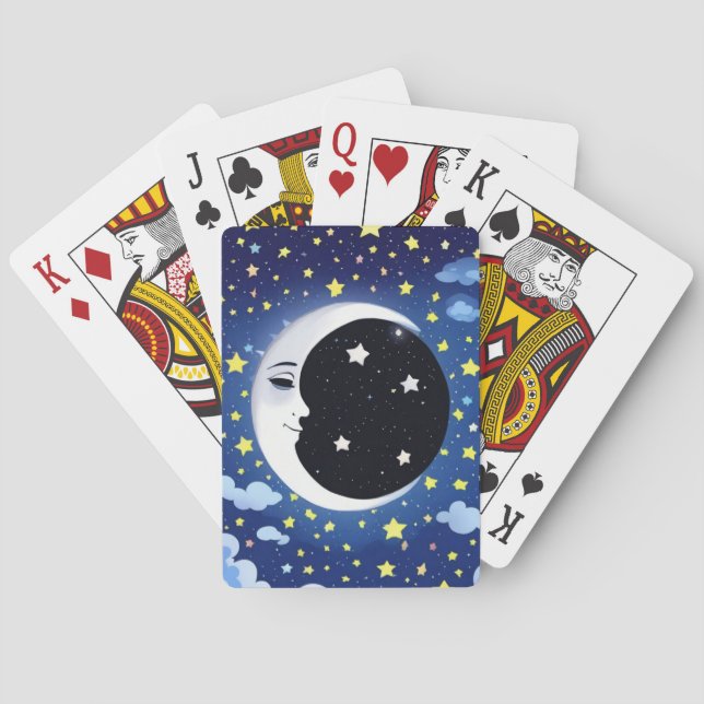 Man in the Moon on a Starry Background  Playing Cards (Back)