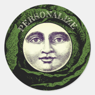 Man in the moon vintage cabbage head  classic round sticker