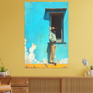 Man in the Shade - A Rustic Cuban Scene Canvas Print