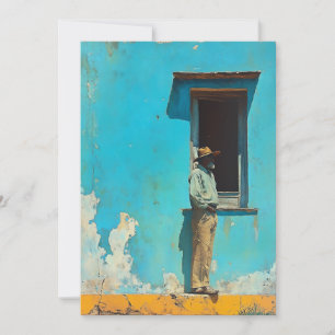 Man in the Shade - A Rustic Cuban Scene Invitation