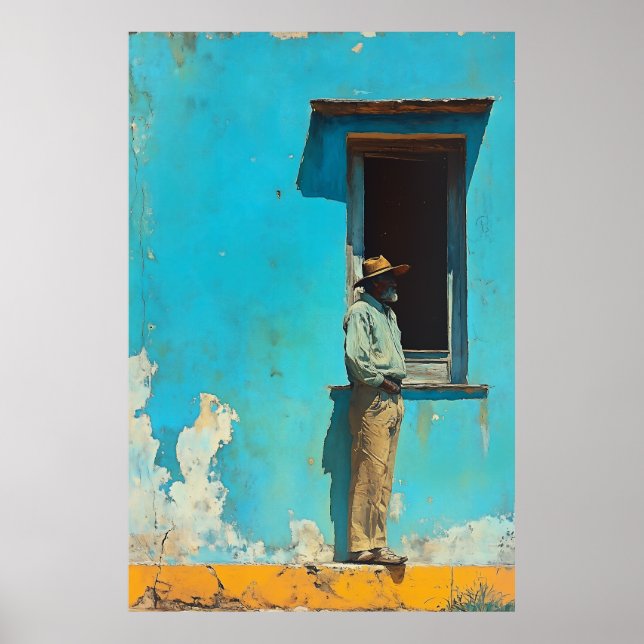 Man in the Shade - A Rustic Cuban Scene Poster (Front)