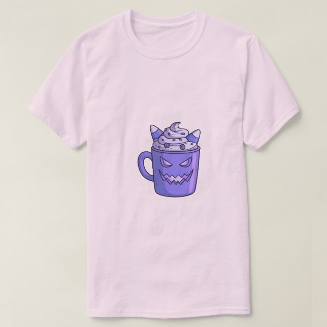 Man in White T-Shirt with Spooky Drink Graphic (Design Front)