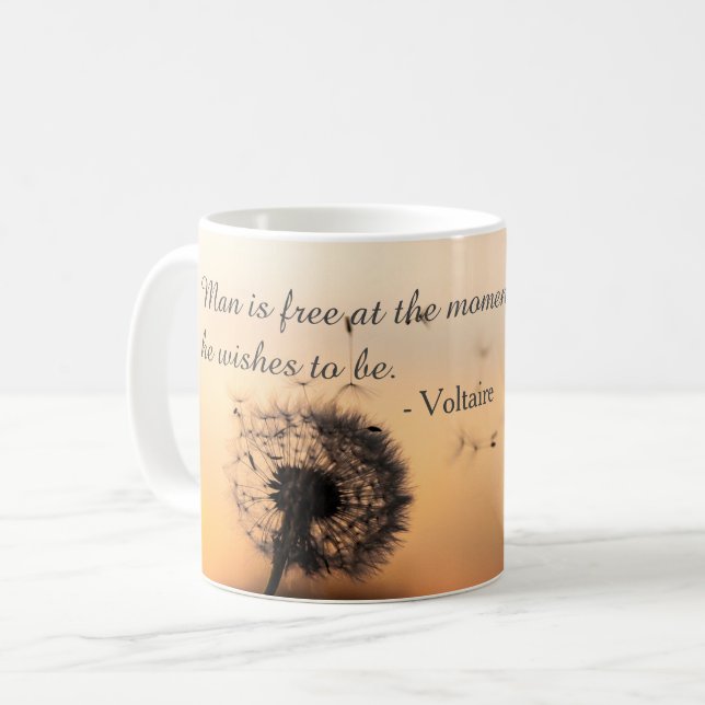 Man is Free Voltaire Quote Coffee Mug (Front Left)