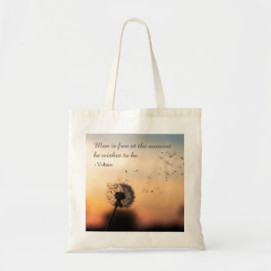 Man is Free Wish Voltaire Quote Tote Bag
