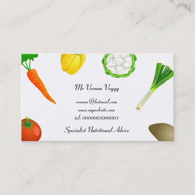 Man Juggling Vegetables Business Card (Front)