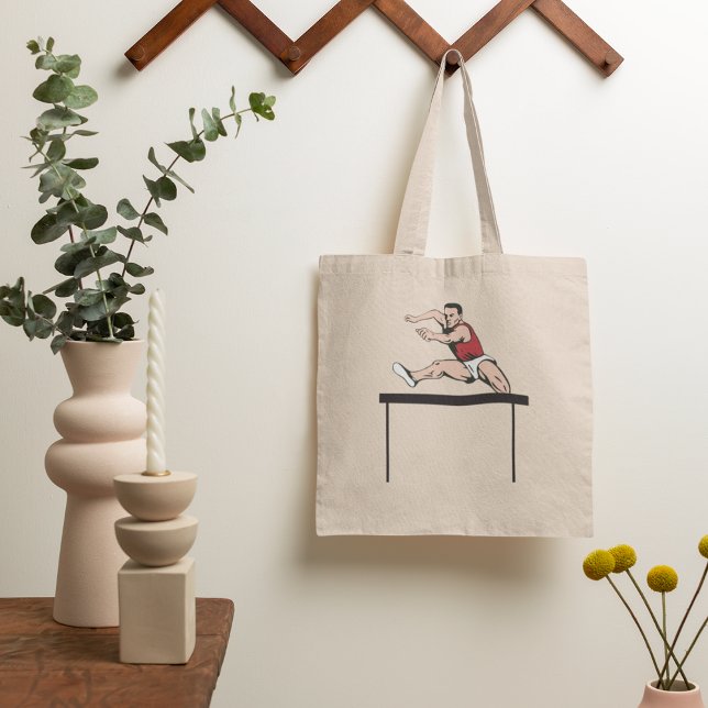 Man Jumping Hurdles Tote Bag (Creator Uploaded)