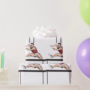Man Jumping Hurdles Wrapping Paper