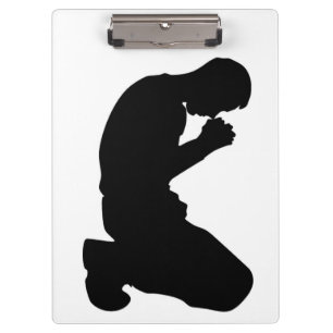 MAN KNEELING IN PRAYER CLIPBOARD