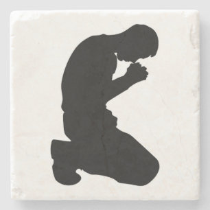 MAN KNEELING IN PRAYER STONE COASTER