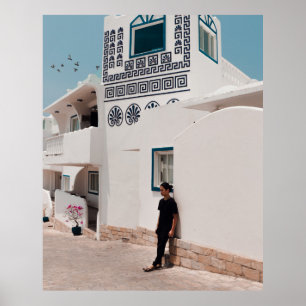 Man lean on concrete house poster