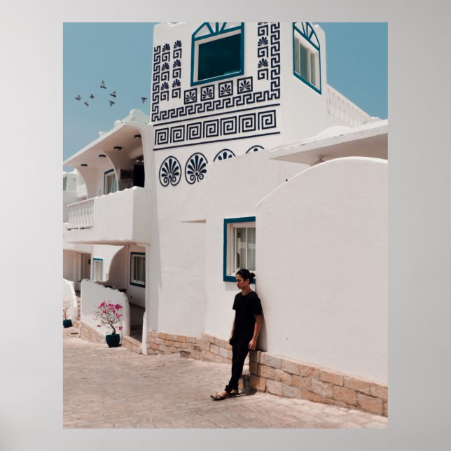 Man lean on concrete house poster (Front)