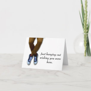 Man Legs Sitting on Edge of Folded Greeting Card