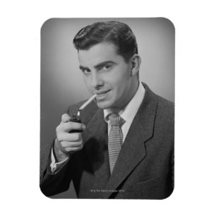 Man Lighting Cigarette Magnet